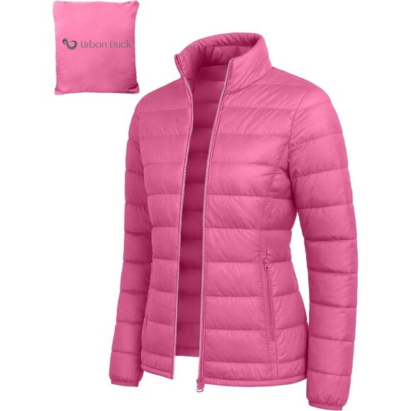 Jackets & Blazers - Women's with Hood 32 Degree Lightweight Quilted Winter Puff Foldable Jacket Pink